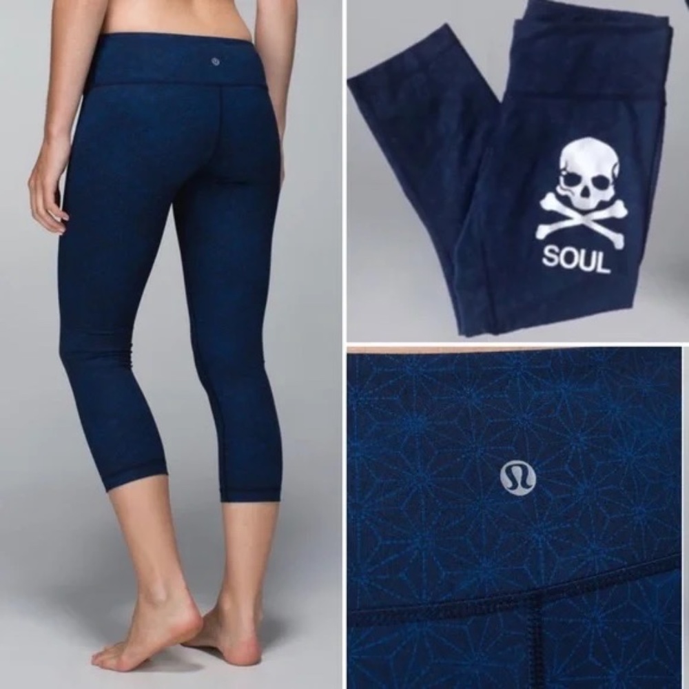 Lululemon X Soul Cycle Skull Wunder Under Crop Leggings